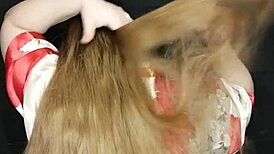 your stepmom swallows your cum on her long hair no problem?