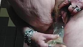 Granny Oma rams huge dildo deep in hairy German beaver 😈