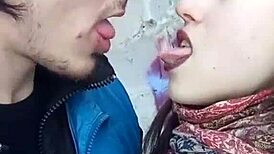 Lesbian lovers lock lips in deep wet kisses leading to massive cumshot exchange