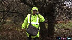 stockings-clad classy british milf whore drips cum from ripped clothes blowjob