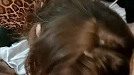 french amateur in red satin leopard bodysuit and black leather pants heels pov deepthroat rimming doggystyle