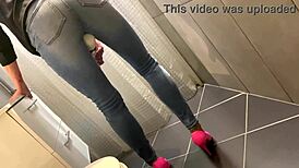 i'm desperate peein in my jeans then he pees on my ass before i blow him hard in heels