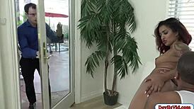 redhead daisy deepthroats and gets pounded hard by massive black cock