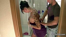 Stepbrother Catches Stepsister Bathing And Pounds Her Tight Pussy Hard