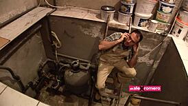 the busty housewife sneaks the plumber inside for his monster cock pounding her big tits and ass in doggystyle