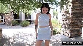 Hey, wanna see this 20-year-old Arizona brunette flash her nude body on public streets?