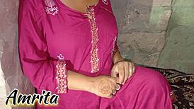 hot indian desi sister-in-law sneaks bathroom anal with step-brother-in-law on bed