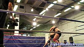 Busty Babes Finger Wet Pussies During Naked Lesbian Ring Wrestling