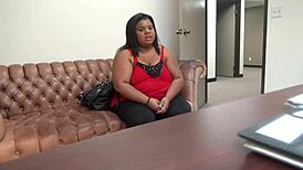 Peaches BBW fat big ass ebony interracial anal rough brutal pain casting interview blowjob