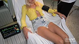 hey, that fake doctor checkup made her squirt hard while hubby's waiting outside