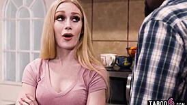 Tiny blonde teen Emma Starletto petite deepthroat fucks black stepdad interracial hardcore cunilingus