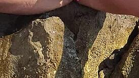 nina black gets horny peeing right by the sea outdoors