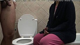 horny taboo stepmom spies on 18 year old stepson pissing then begs for kinky milf action