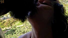 huge cumshot floods her mouth overlooking epic vista view