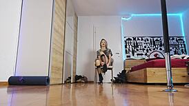 blonde in high heels and socks parades fetish glamour short hair ass