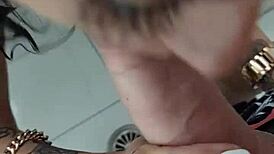 deepthroat blowjob ends with hot cum flooding her eager mouth