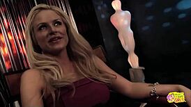 Blonde and brunette friends feel strapon passion over night out