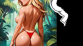 Jungle comic gangbang stretches her holes with monster cocks and cumshots