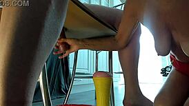 Cfnm Femdom Milfs Milk Muscular Bodybuilder's Huge Cock Close-Up Lactating Squirt Cum Covered!