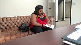 Peaches BBW fat big ass ebony interracial anal rough brutal pain casting interview blowjob