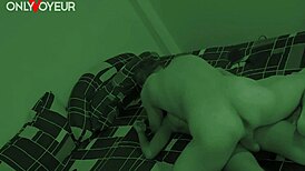 Busty Asian babe passionately fucked by white cock voyeur style homemade