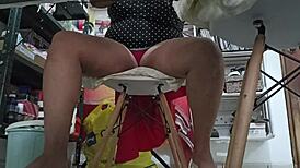 Peeking at my curvy chubby mexican cuñada doing homework turns me on so much