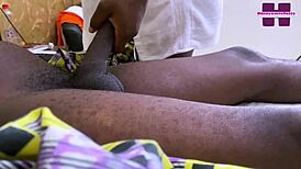 Friend's big ass ebony girlfriend rides my cock doggystyle hard