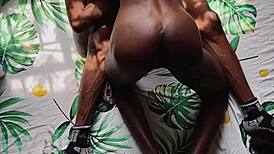 Black slut bares all for monster cock pounding her eager holes