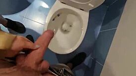 quick toilet fuck with squirting mommy and muscular guy 💦🚽