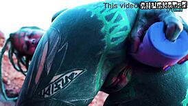 Goth slut anal dildo toys gaping asshole fingering pierced nipples outdoor tease piss desperate atm