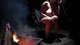 out in forest totally naked sucking fat cock with big tits bouncing 🌳🍆