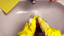 hot housewife cleans soaked dildo post pussy pounding homemade amateur action