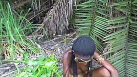 wanna see this hot african native's small waist while she cooks outdoors in jungle?
