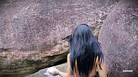 Adorable Tattoo Babe Deepthroats Then Gets Pussy Gaped Publicly