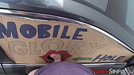 stockings tranny morena black rides cock for sticky facial finish