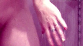 her lover bends my sexy blonde milf wife over the washing machine for doggystyle pussy fuck creampie after shower in stockings