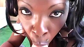 18 black beauty teen 18+ drops to knees sucking massive cock deepthroat style eagerly