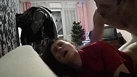 Amateur big tit stepsis begs for rough family doggystyle pounding