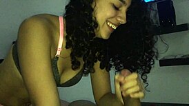 check out this 18 year old latina sucking cock with her big tits out