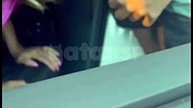 wife flashes big cock lover on street car while cuck films outside