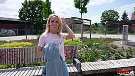 skinny german milf melisa rose gasps in rough no-condom pickup creampie fuck