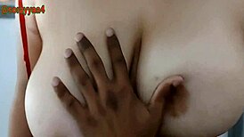 Christmas massage turns into steamy titjob with her huge natural tits.