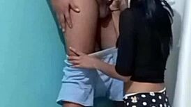 skinny 20-year-old schoolgirl gets fucked standing doggy style