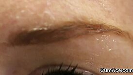 imagine this unusual stunner gulping down every cum load from a wild bukkake blowbang