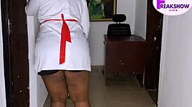 Big ass ebony maid caught riding boss stepson cock