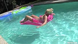 sexy bikini blonde with perfect ass strips down and masturbates outdoors