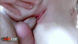 Blonde Ava gags on cock deep then fucked rough on beach