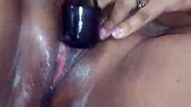 Ebony Solo Pussy Play Leads to Explosive Orgasm