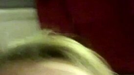 Blonde gringa milf flashes her big tits and panties