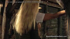 chained czech teen maid groped by mistress in lesbian bdsm 😈🔗